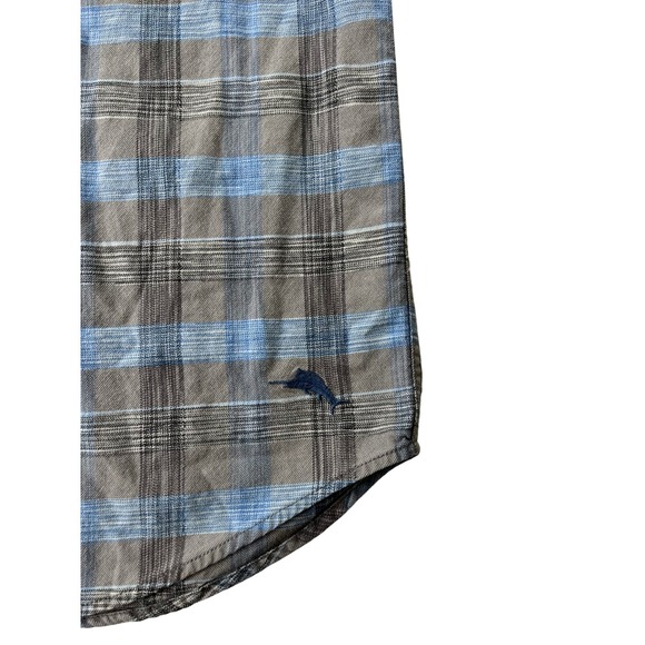 Tommy Bahama Plaid Flannel Long‎ Sleeve Shirt Men's Casual Button Up Large Blue - Picture 5 of 10